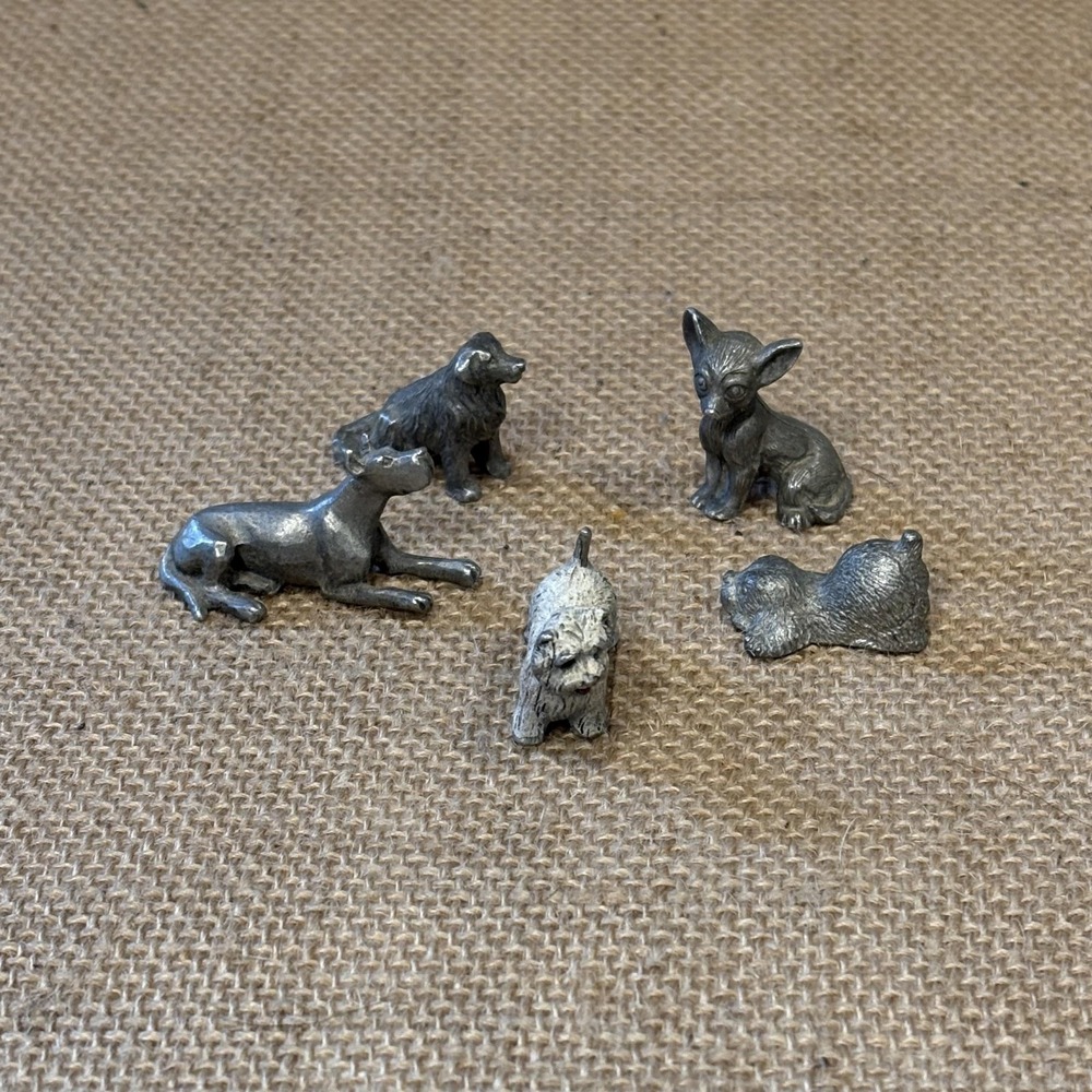 Rawcliffe Spoontiques Pewter Dog Figurine Lot 5 Vintage 1982 Westie Terrier Dane